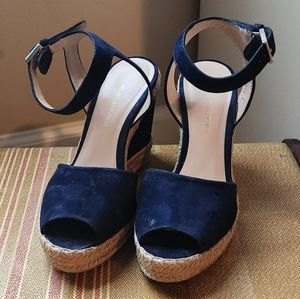 Stuart Weitzman navy blue open toe